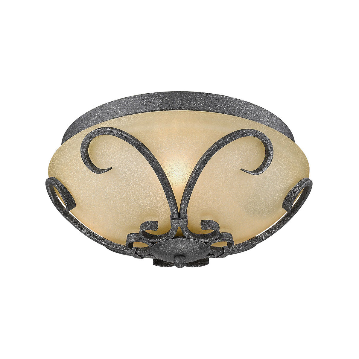 Madera 3 Light 13 inch Black Iron Flush Mount Ceiling Light, Damp