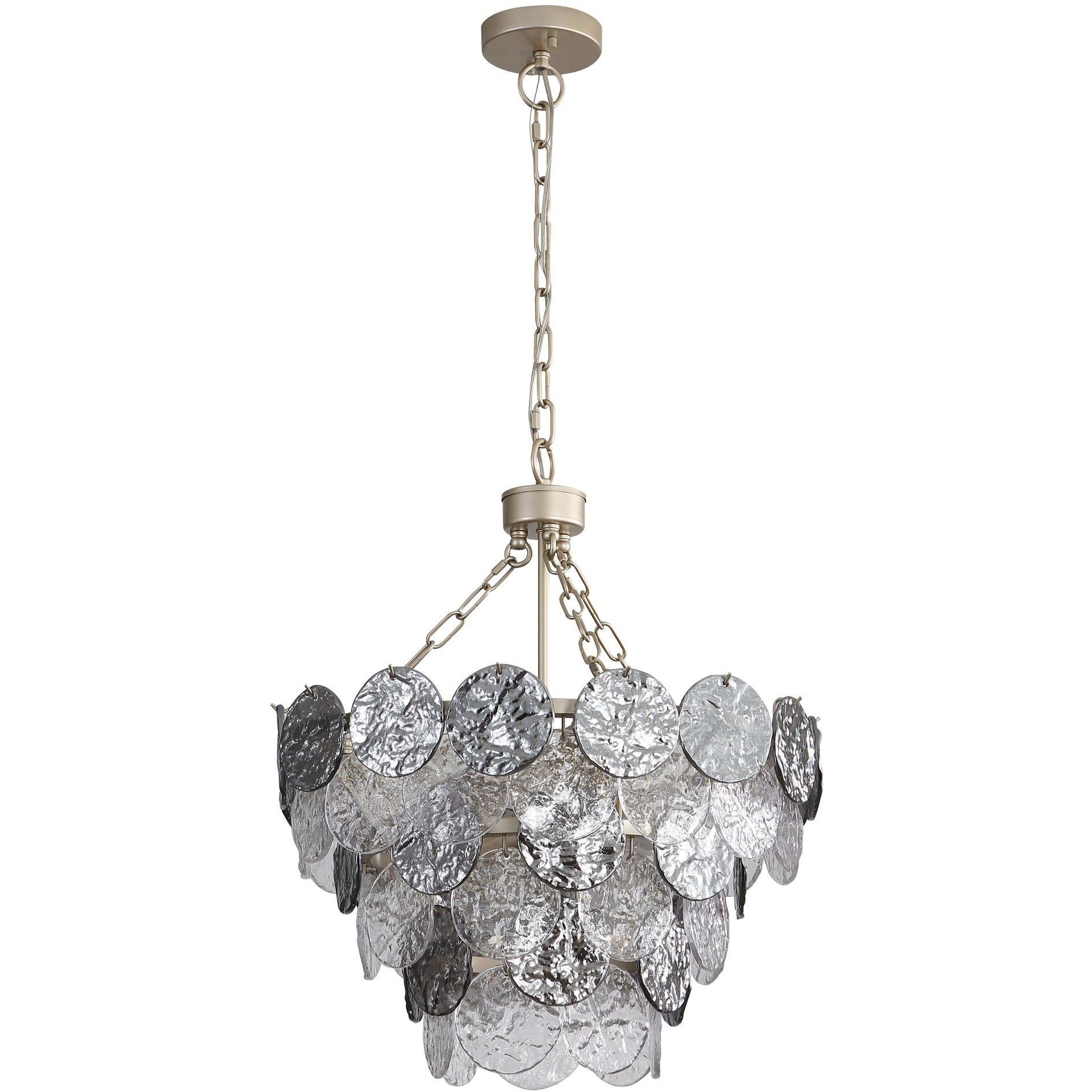 Yep Cascada 8 Light 20.13 inch Aegean Silver Pendant Ceiling Light in Smoke Plated Glass, 3 Tier