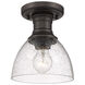 Hines 1 Light 7 inch Rubbed Bronze Semi-flush Ceiling Light in Seeded Glass