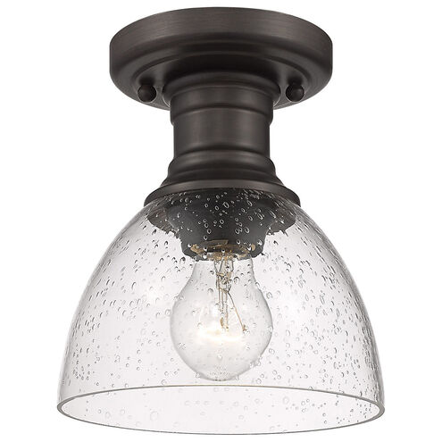 Hines 1 Light 7 inch Rubbed Bronze Semi-flush Ceiling Light in Seeded Glass