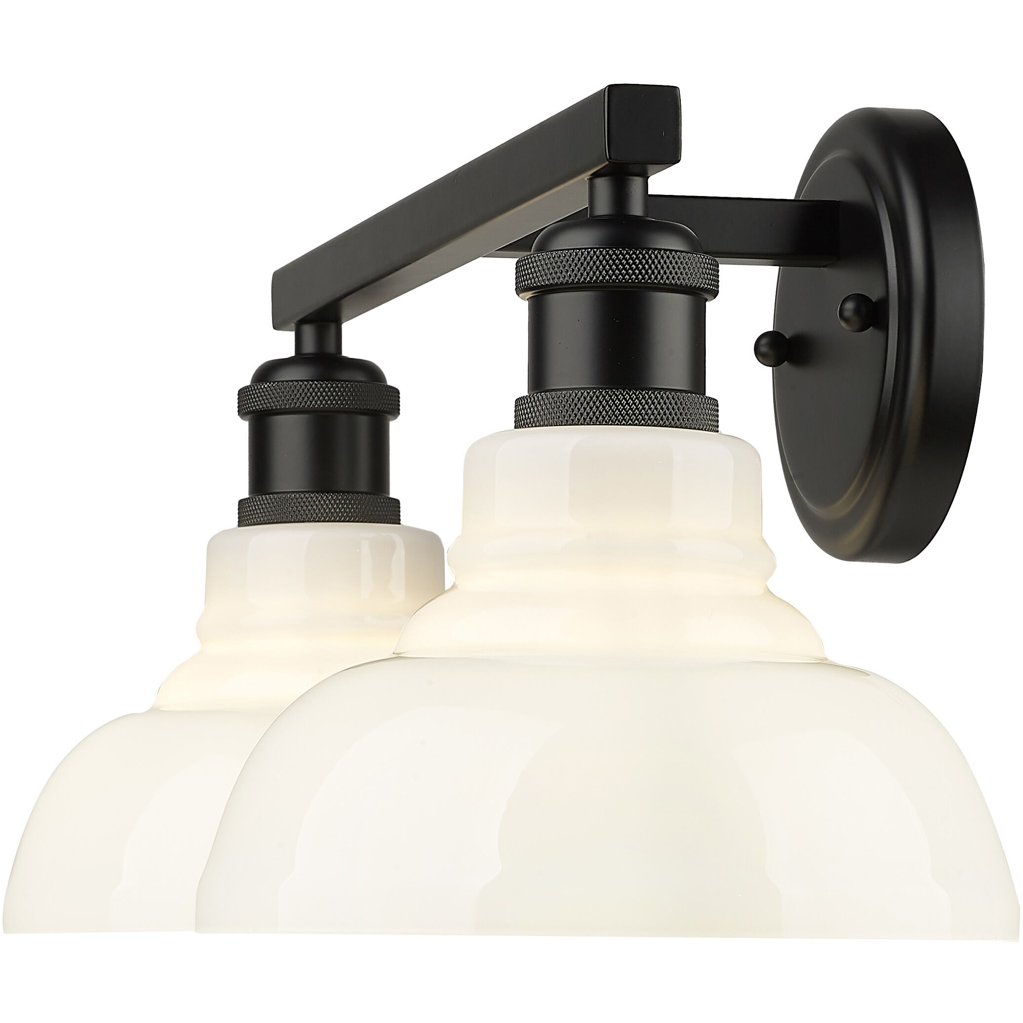 Yep Carver Vanity Wall Light in Matte Black, Vintage Milk Glass