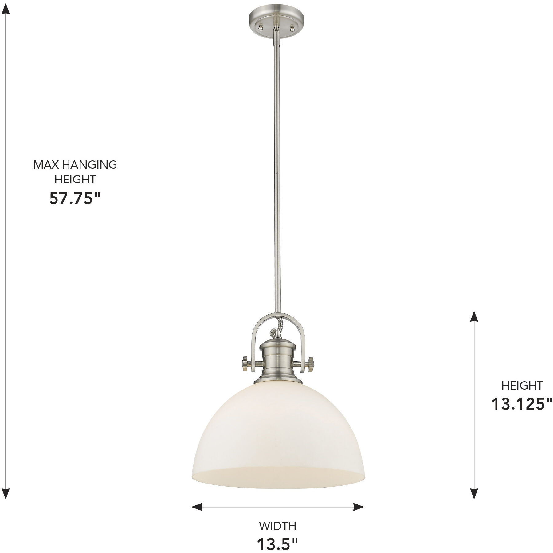 Yep Hines Pendant Ceiling Light in Pewter, Opal Glass, Large