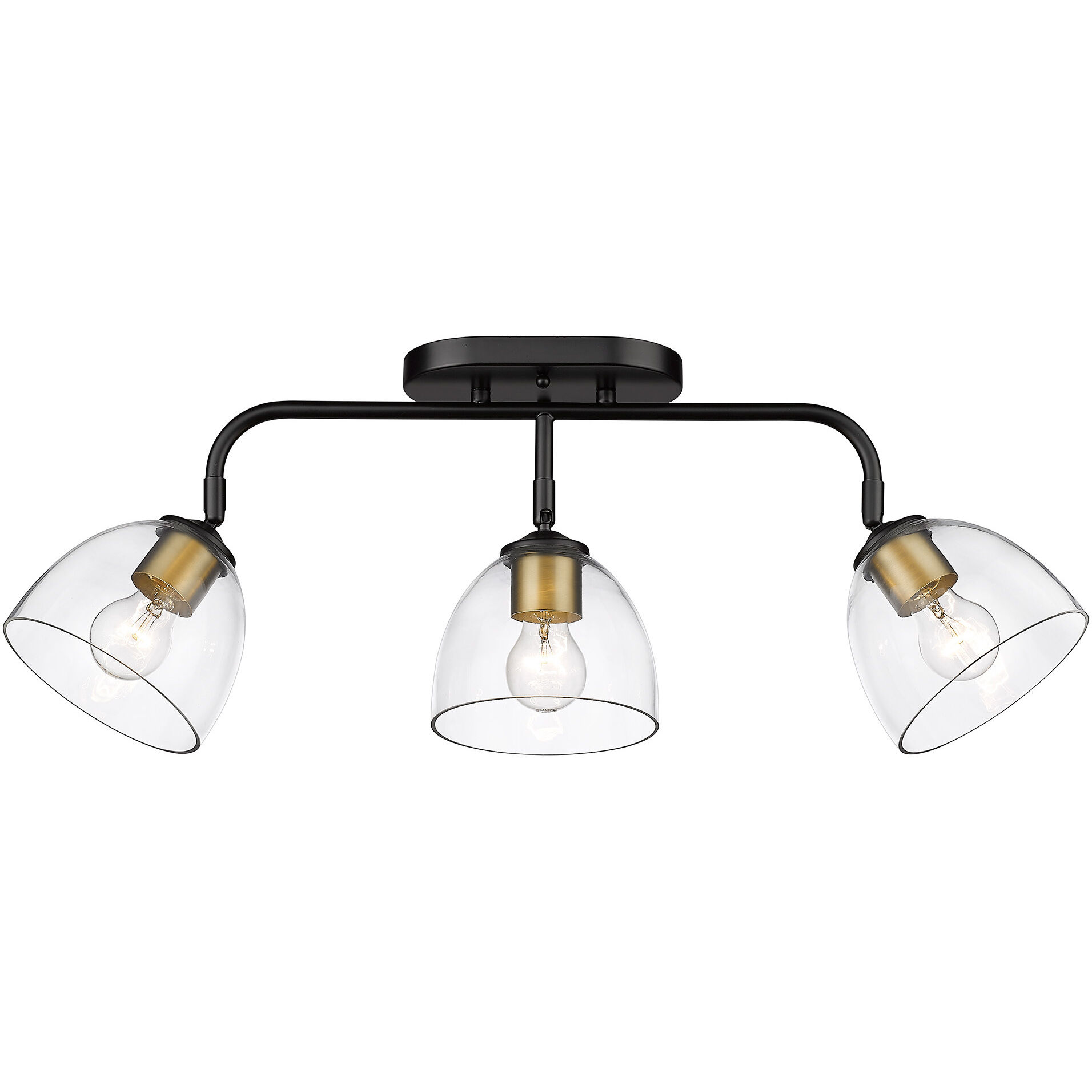 Roxie 3 Light 24.63 inch Matte Black Semi-Flush Mount Ceiling Light in Brushed Champagne Brass