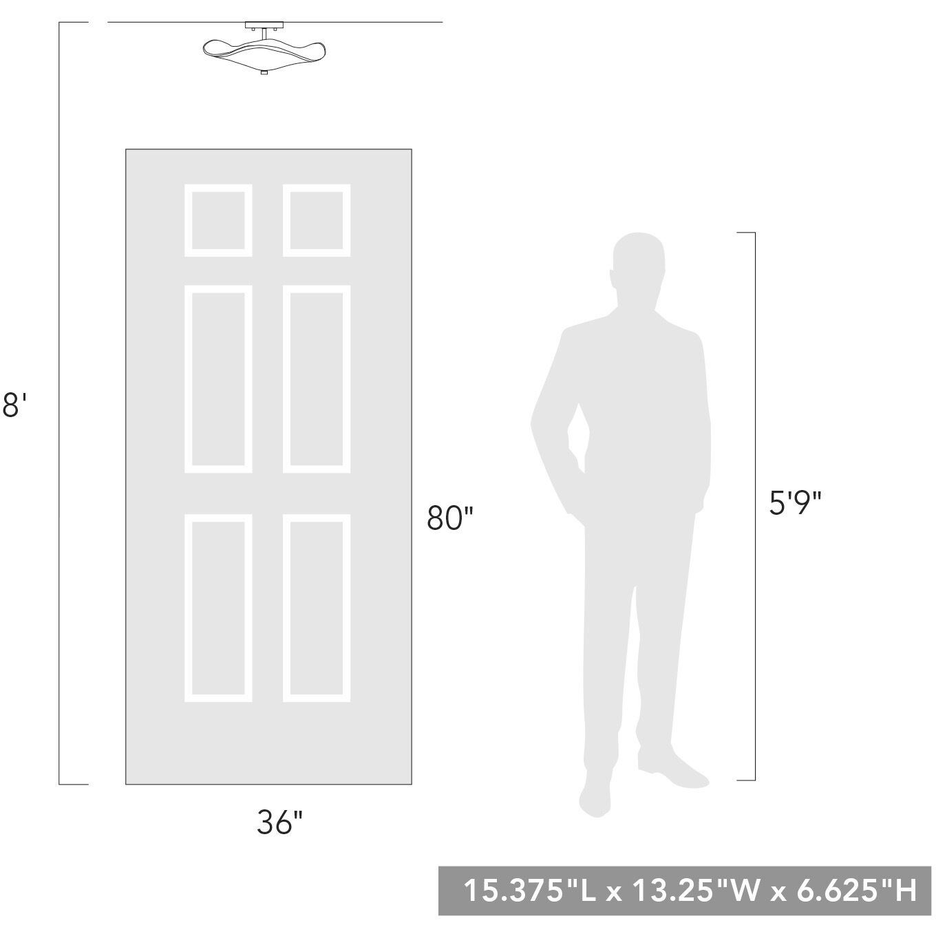 Samara 2 Light 15.38 inch Matte Black Semi-Flush Mount Ceiling Light