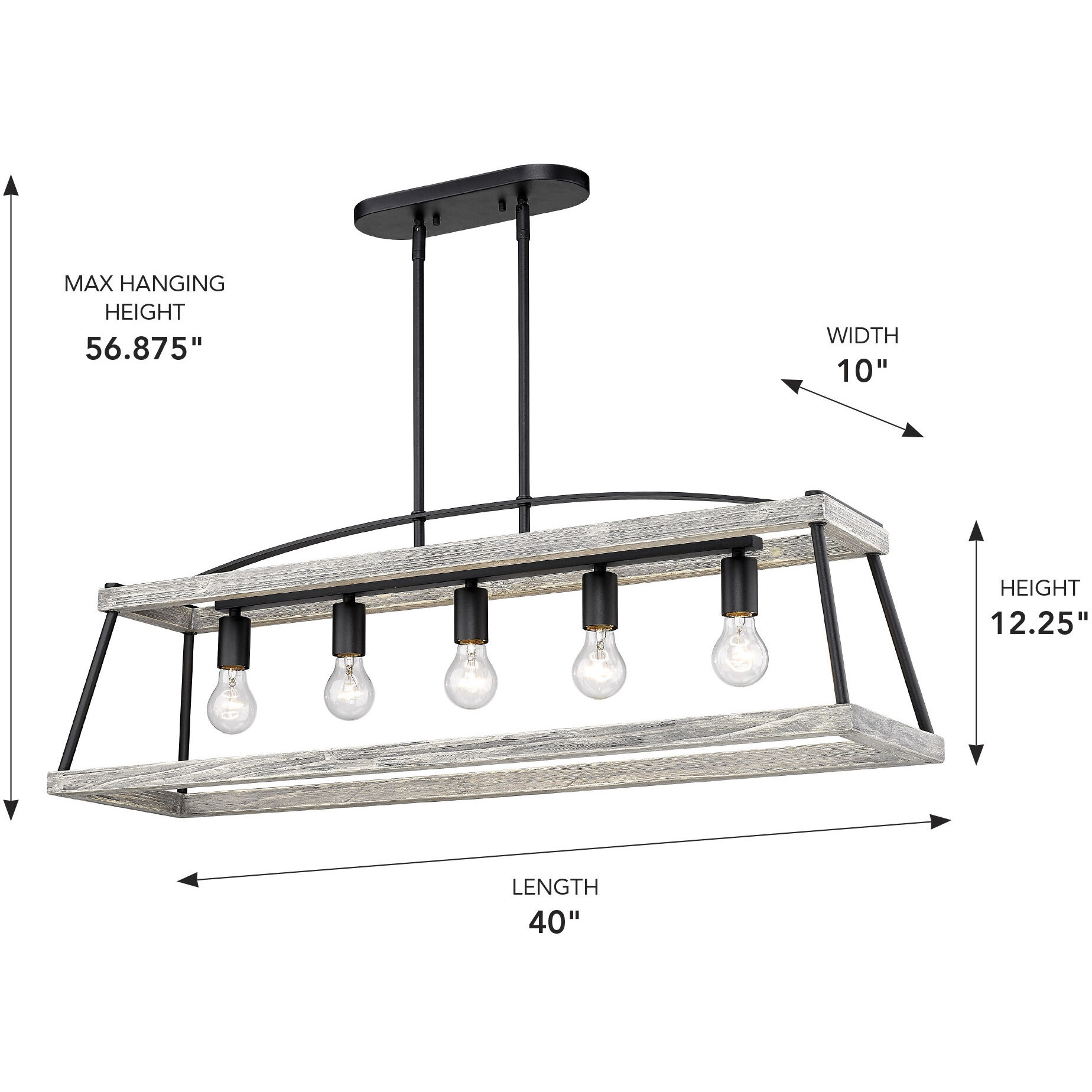 Teagan Island Light Ceiling Light in Gray Harbor Wood Accents