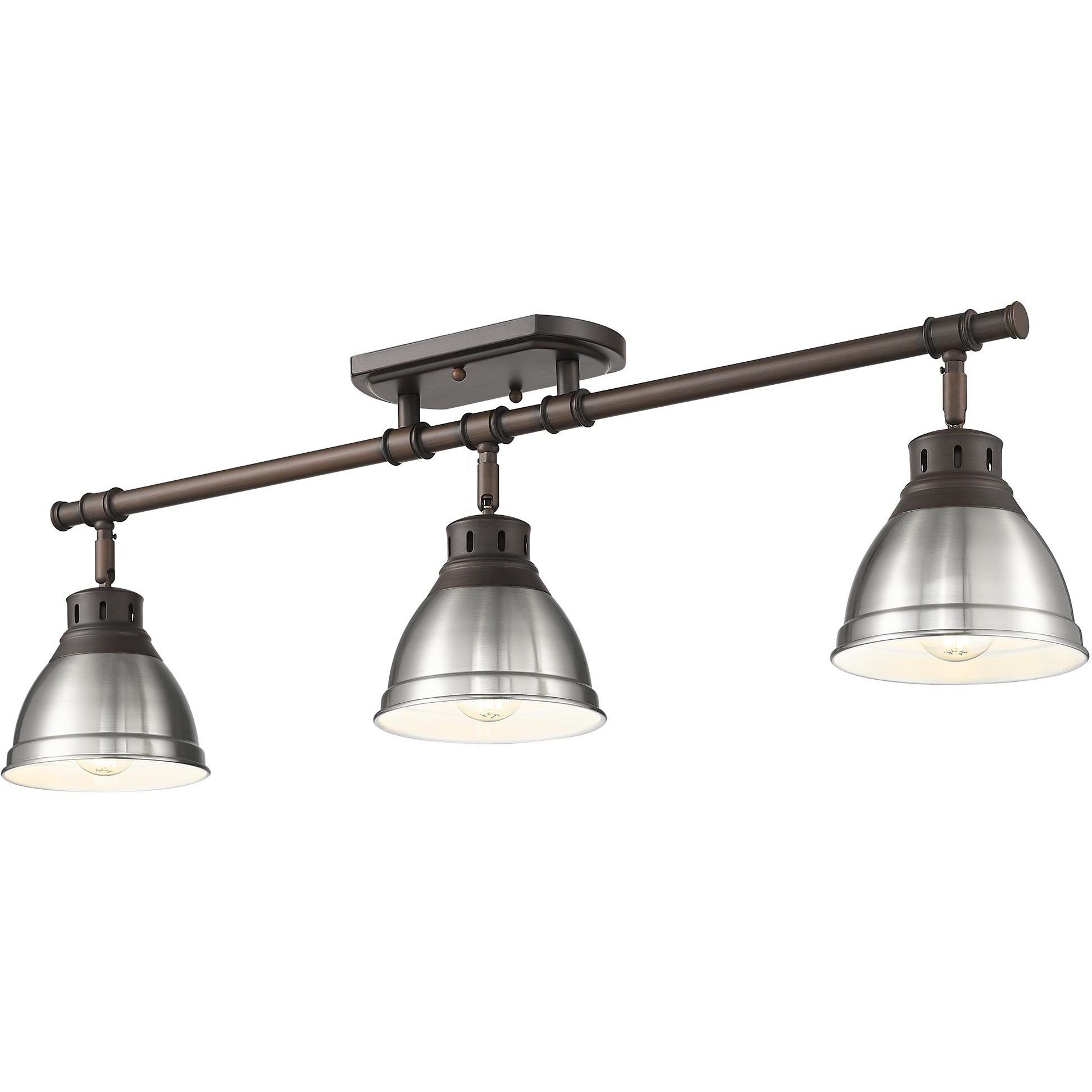 Yep Duncan 3 Light 35.38 inch Rubbed Bronze Semi-Flush Mount Ceiling Light in Pewter