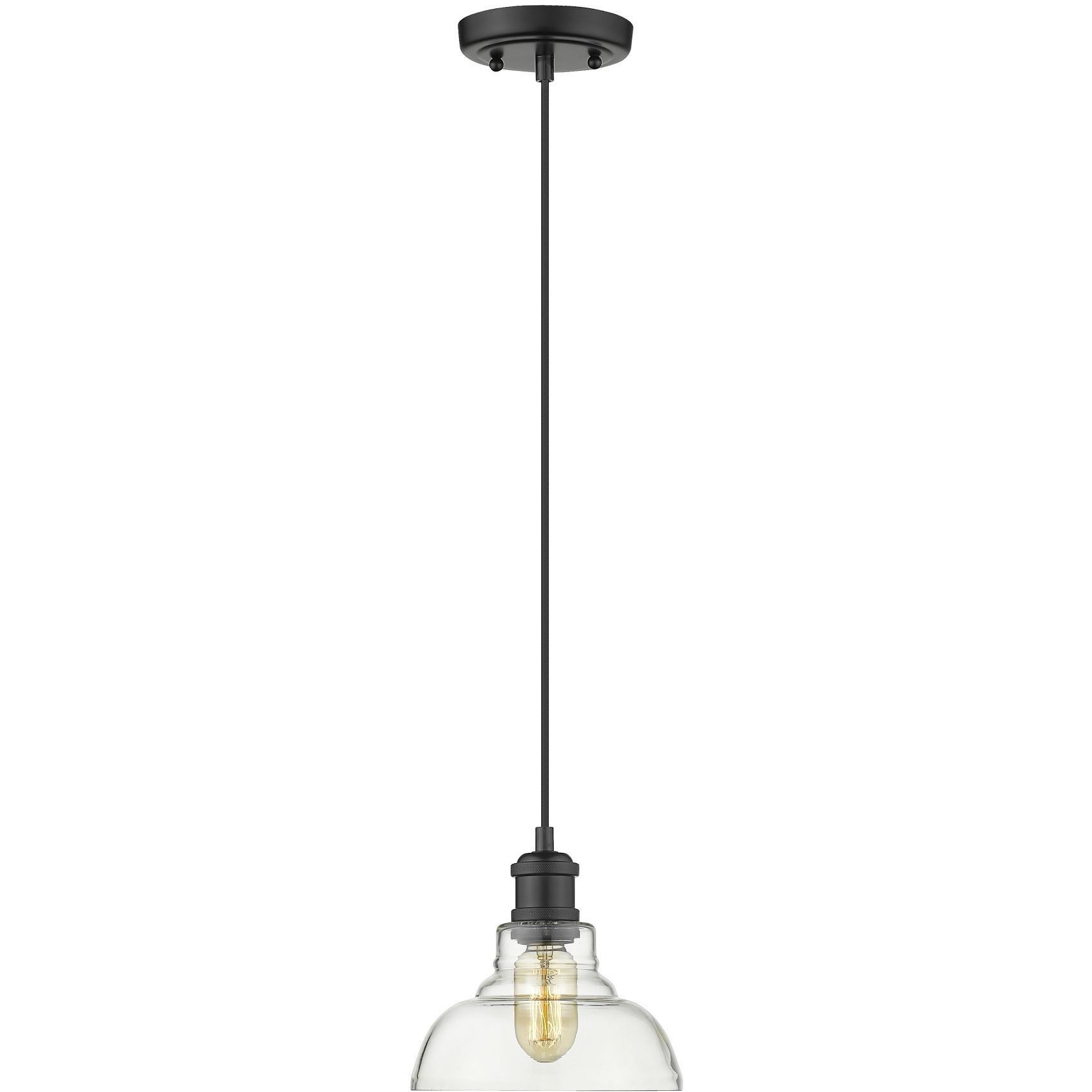 Yep Carver Pendant Ceiling Light in Matte Black, Clear Glass, Small