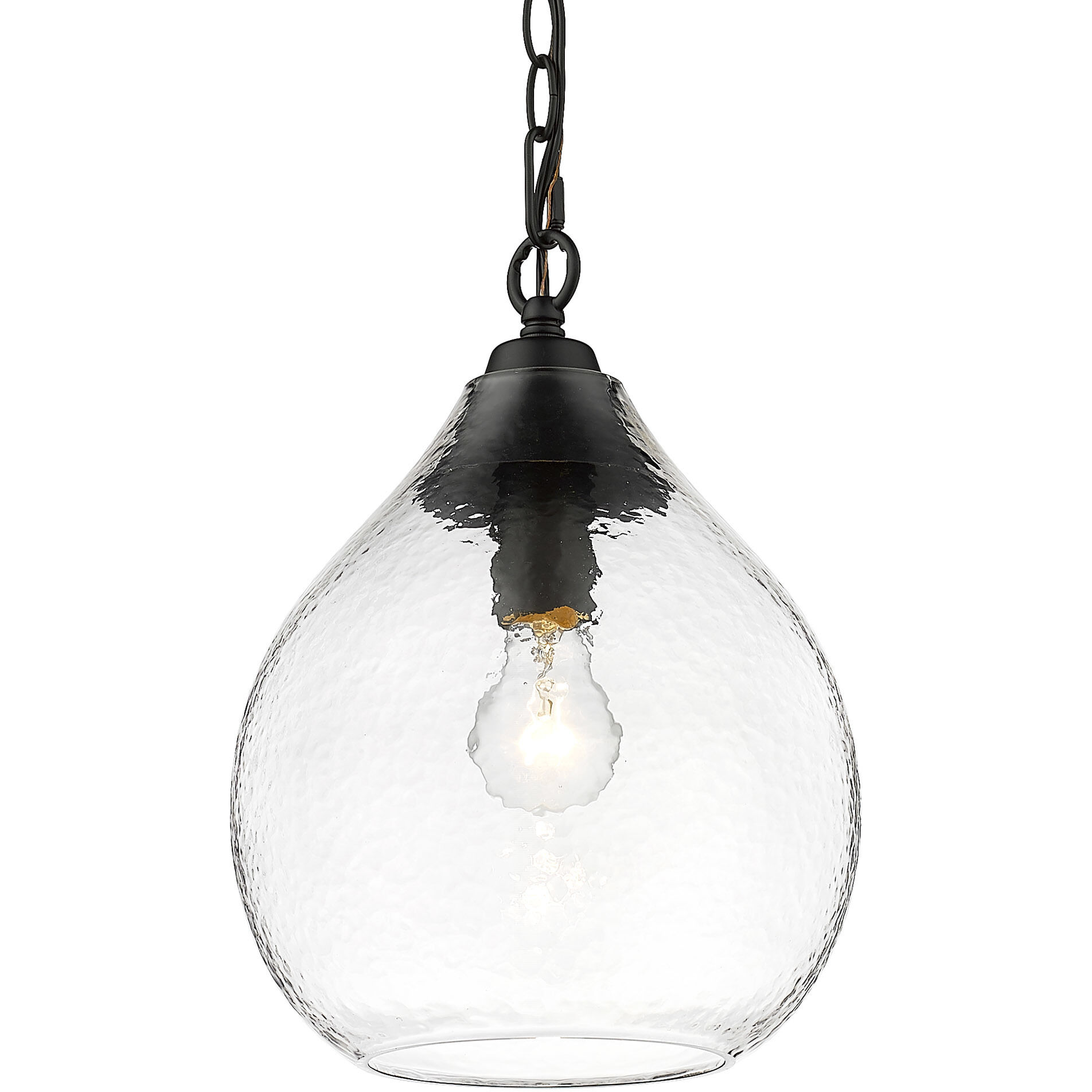 Ariella 1 Light 9.88 inch Matte Black Pendant Ceiling Light in Clear Hammered, Small