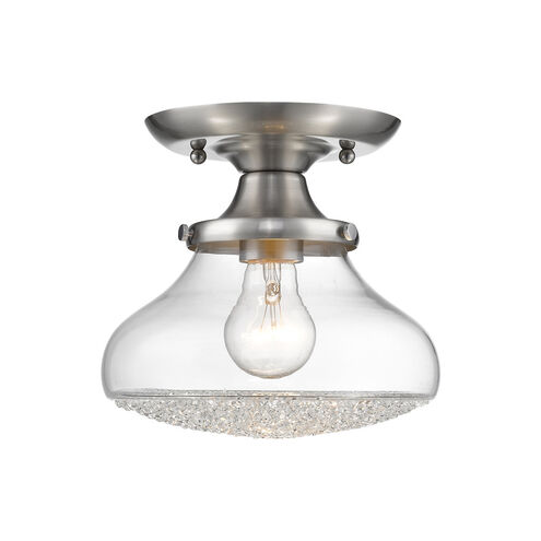 Asha 1 Light 8 inch Pewter Semi-flush Ceiling Light, Small Glass