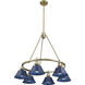 Orwell 6 Light 29 inch Aged Brass Chandelier Ceiling Light in Matte Navy