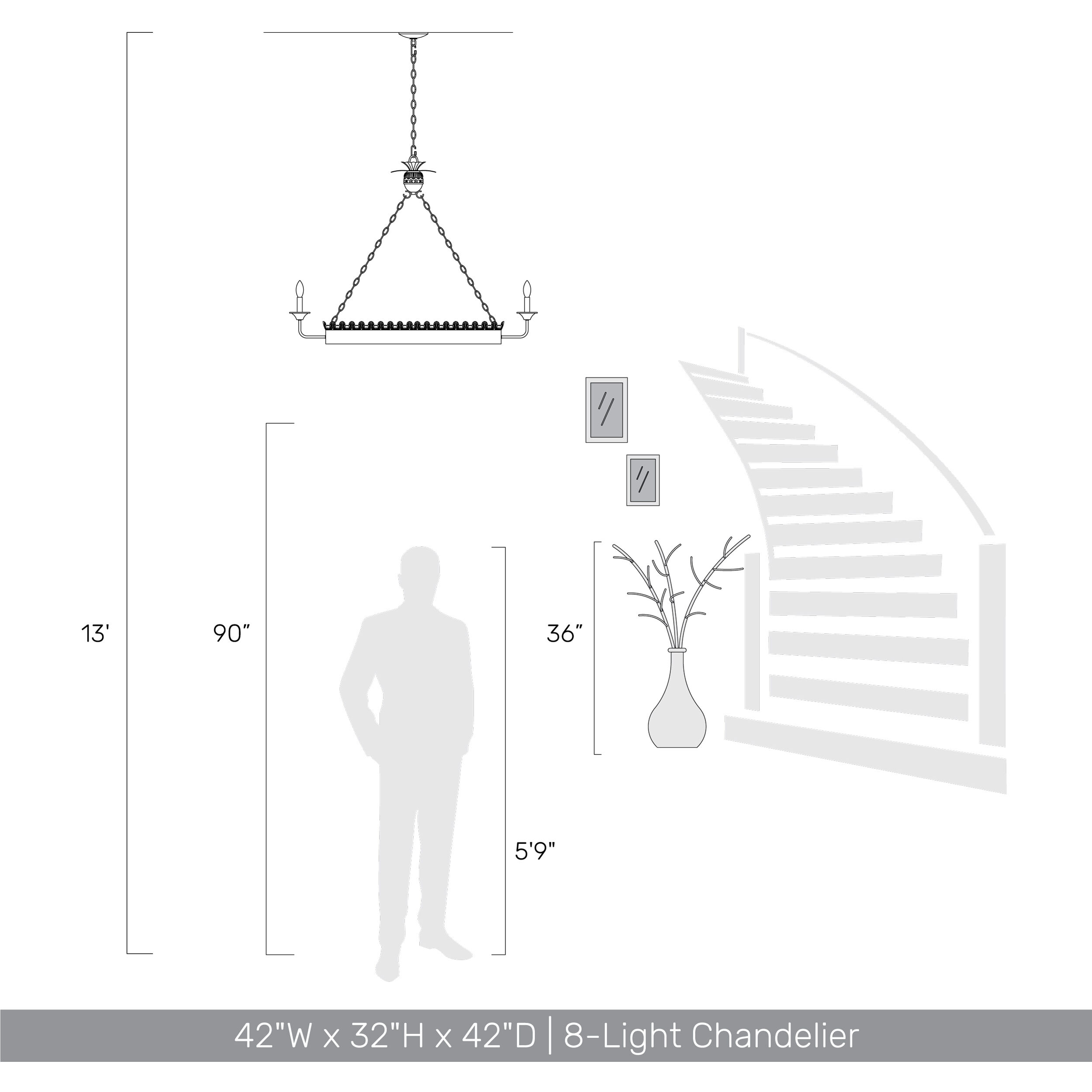 Finley 42 inch 60.00 watt Vintage Sage Chandelier Ceiling Light