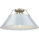 Orwell 3 Light 18.75 inch Aged Brass Flush Mount Ceiling Light in Dusky Blue