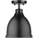 Duncan 1 Light 9 inch Matte Black Flush Mount Ceiling Light, Damp
