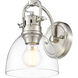 Duncan 1 Light 8.25 inch Pewter Vanity Light Wall Light in Clear Glass