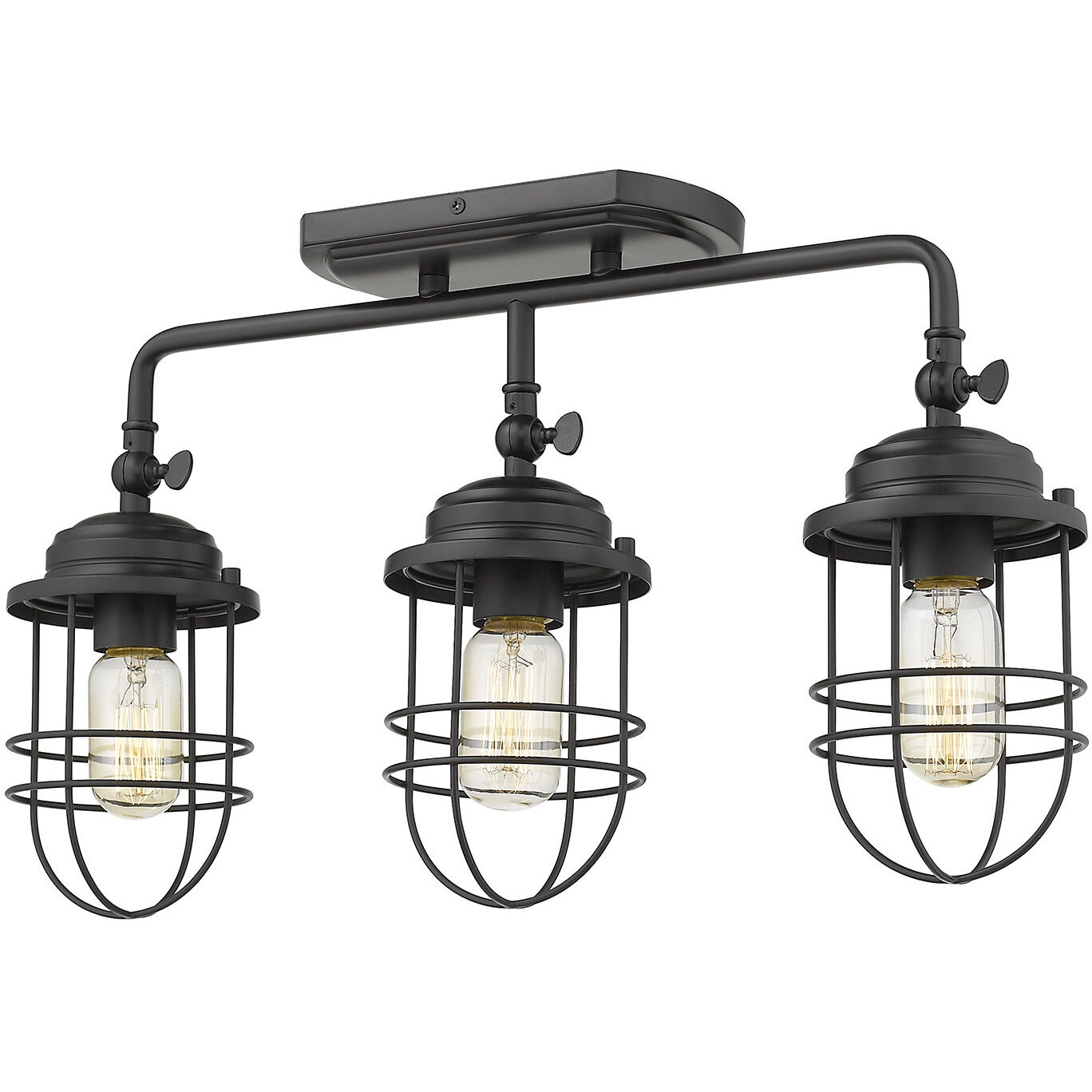Seaport 3 Light 21.13 inch Matte Black Semi-Flush Mount Ceiling Light, Linear Track
