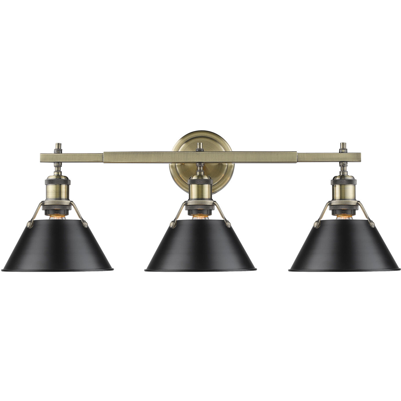 Yep Orwell Vanity Wall Light in Aged Brass, Matte Black