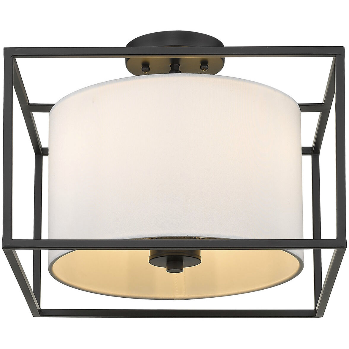Manhattan 3 Light 14.5 inch Matte Black Semi-Flush Mount Ceiling Light, Damp