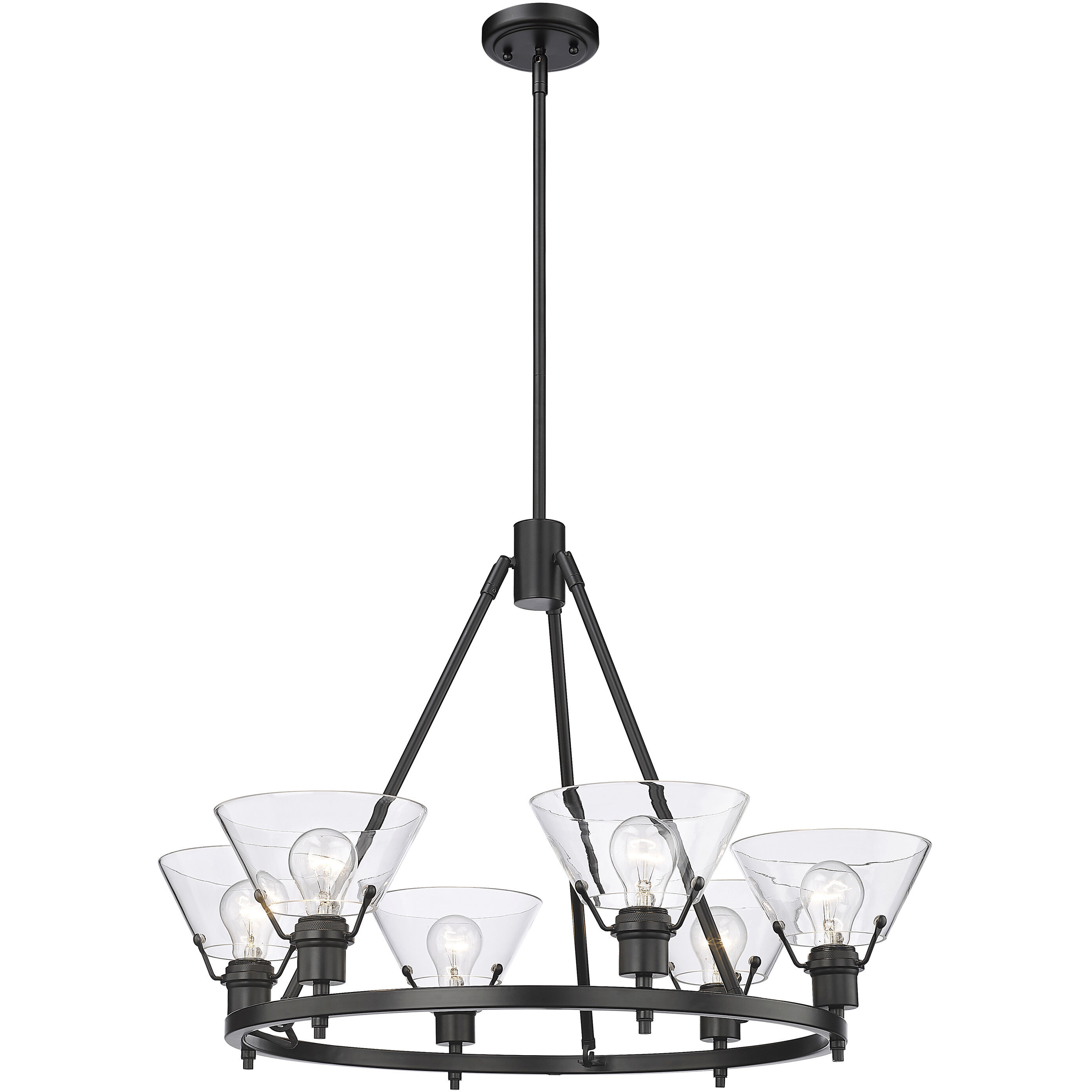 Yep Orwell 29 inch 60.00 watt Matte Black Chandelier Ceiling Light in Clear Glass