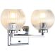Elliott 2 Light 15.25 inch Chrome Vanity Light Wall Light in Ribbed Clear