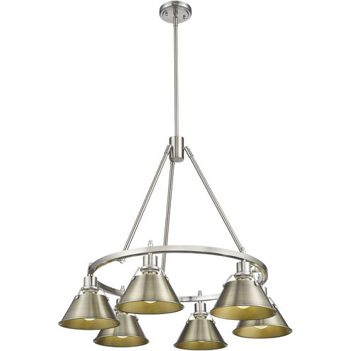 Orwell 6 Light 29 inch Pewter Chandelier Ceiling Light in Aged Brass