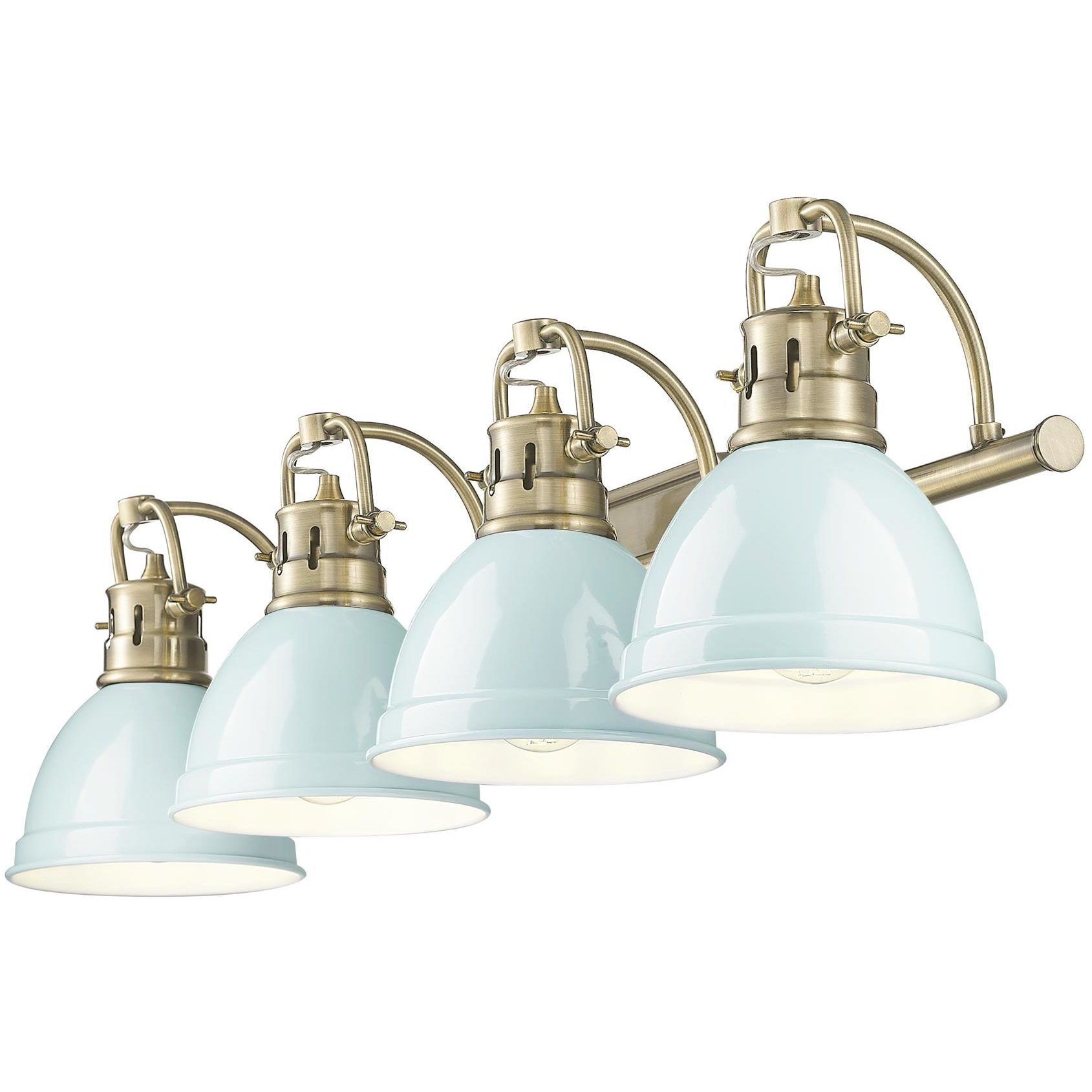 Yep Duncan Vanity Wall Light in Aged Brass, Seafoam