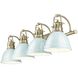 Yep Duncan Vanity Wall Light in Aged Brass, Seafoam