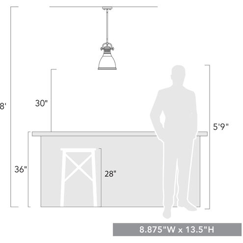 Duncan 1 Light 9 inch Matte Black Mini Pendant Ceiling Light in White, Small