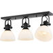 Hines 3 Light 25 inch Matte Black Semi-flush Ceiling Light in Opal Glass, Damp