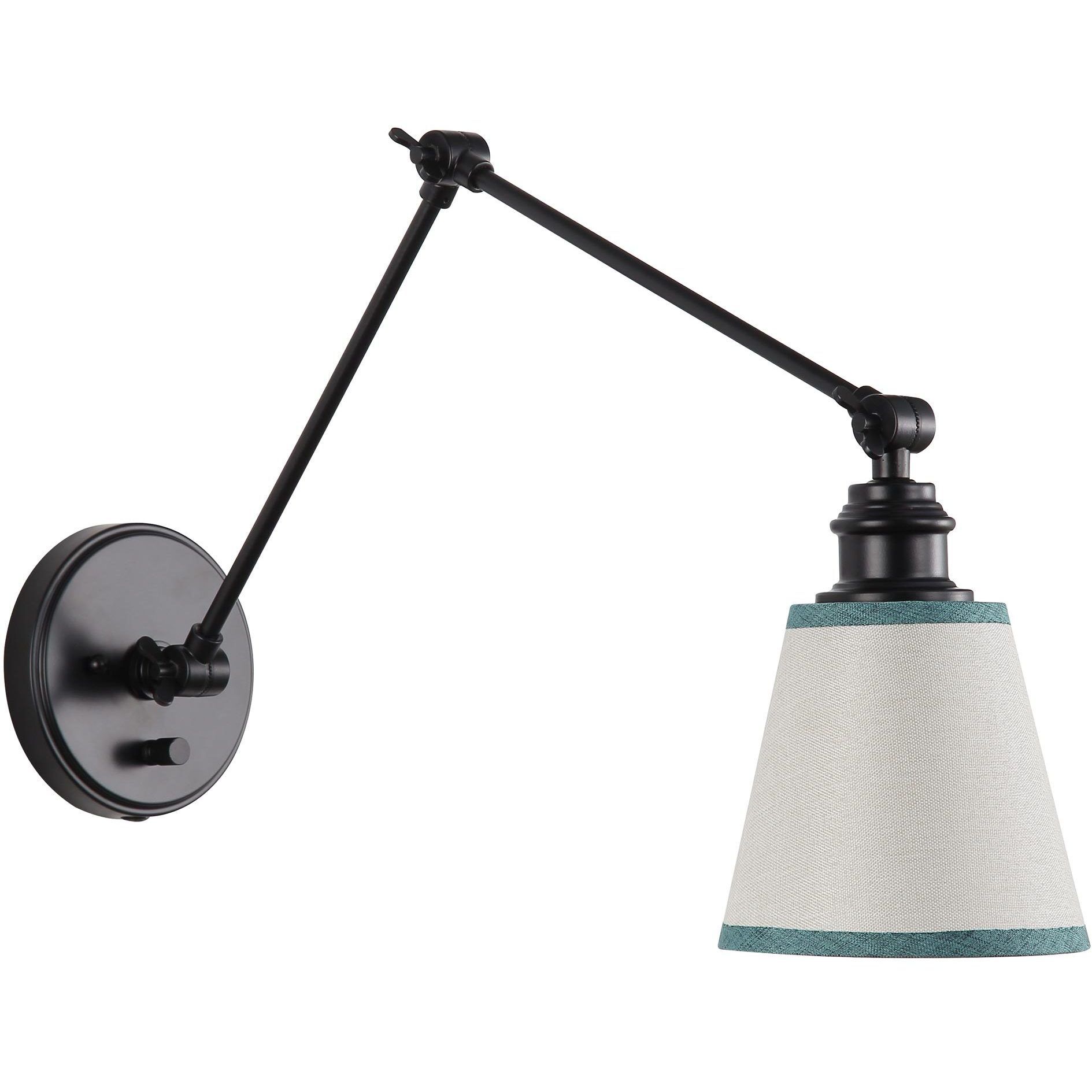 Yep Equinox 1 Light 5.88 inch Matte Black Swing Arm Wall Lamp Wall Light in White with Green Trim
