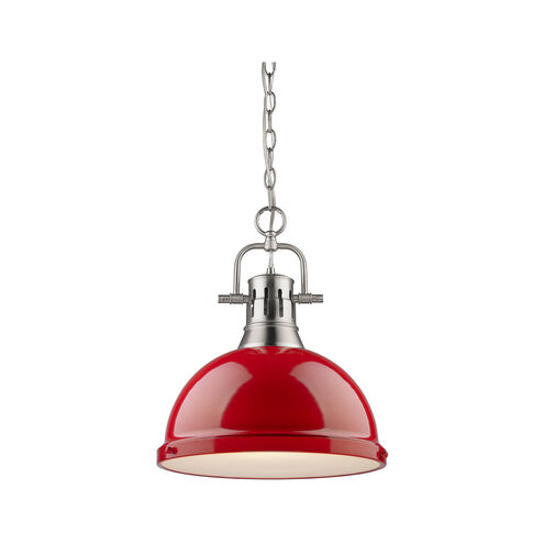 Duncan 1 Light 14 inch Pewter Pendant Ceiling Light in Red, Large