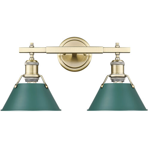 Orwell 2 Light 18.25 inch Aged Brass Bath Vanity Light Wall Light in Pine Green
