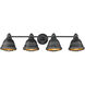 Bartlett 4 Light 34 inch Black Patina Bath Vanity Wall Light