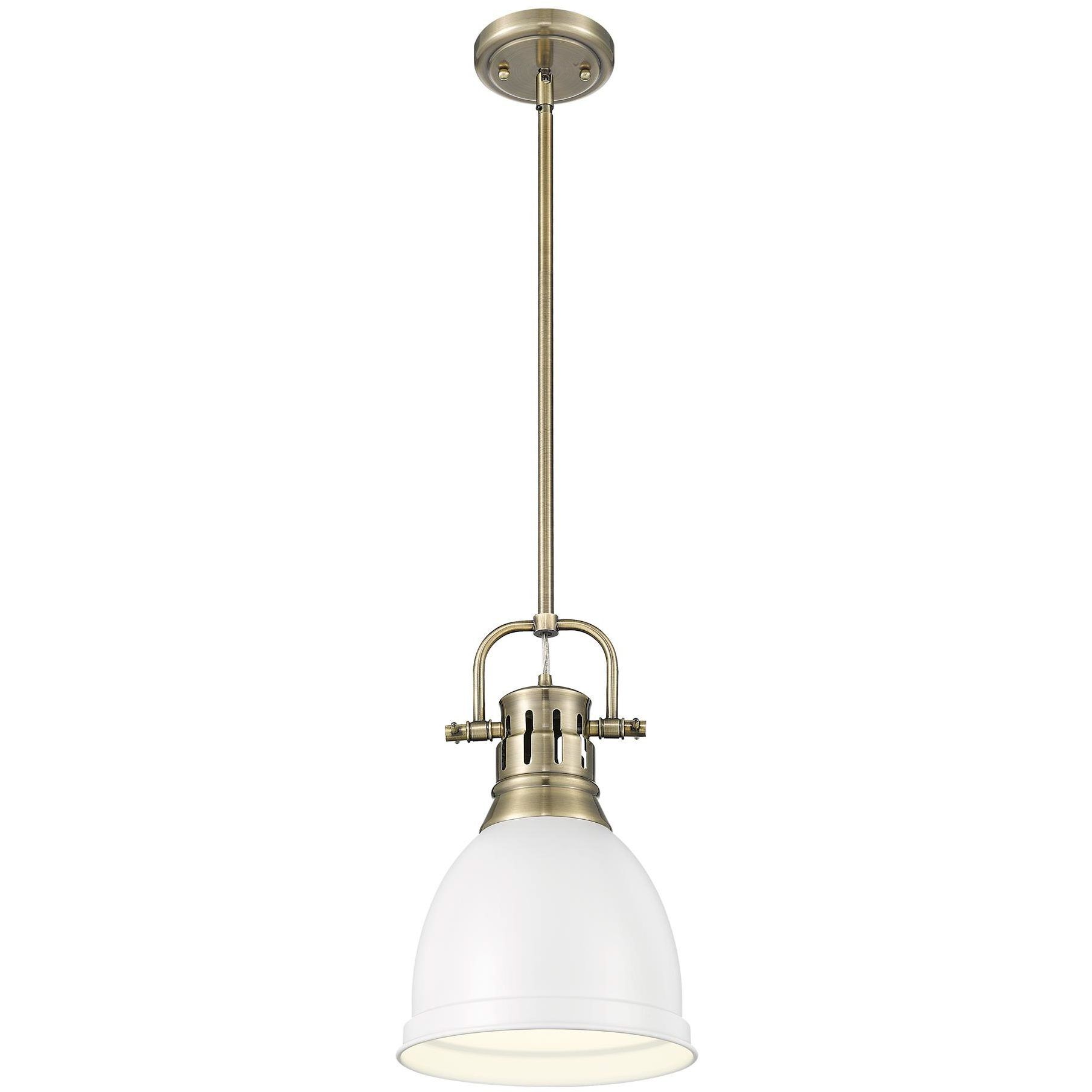 Yep Duncan 1 Light 8.88 inch Aged Brass Pendant Ceiling Light in Matte White