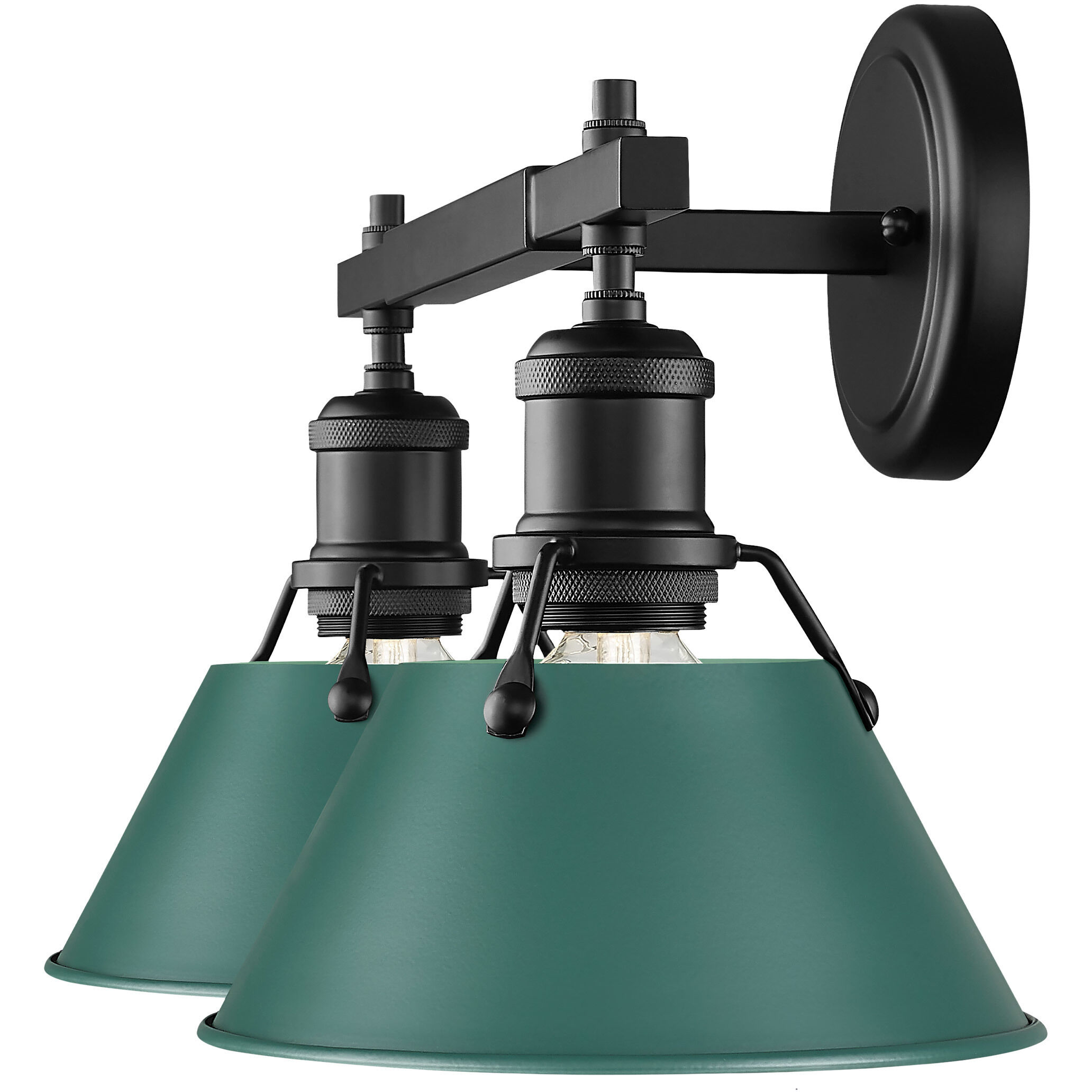 Yep Orwell Vanity Wall Light in Matte Black, Pine Green