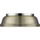 Duncan 2 Light 14 inch Chrome Flush Mount Ceiling Light in Aged Brass, Damp