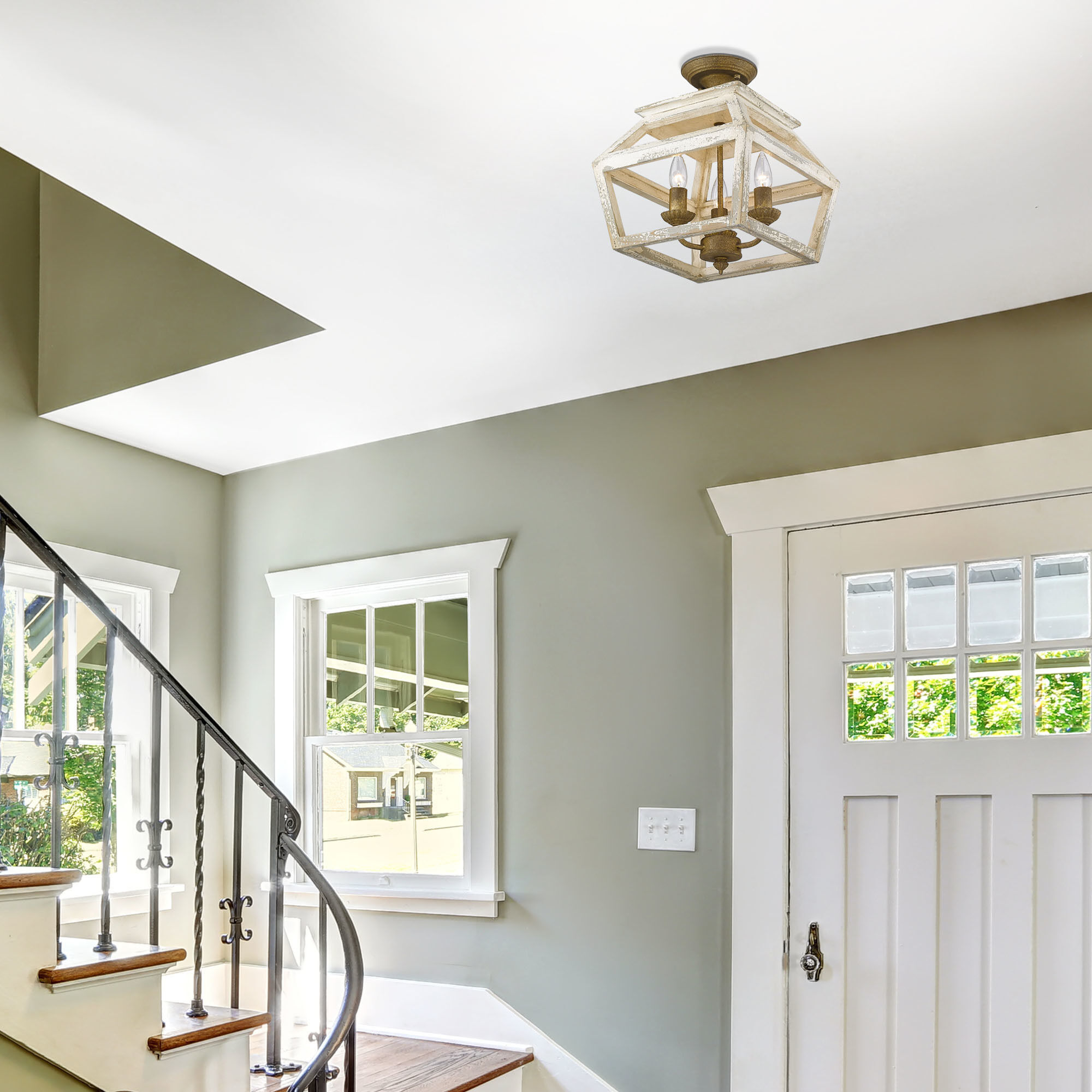 Haiden 3 Light 12.5 inch Burnished Chestnut Semi-Flush Mount Ceiling Light