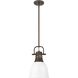 Yep Duncan 1 Light 8.88 inch Rubbed Bronze Pendant Ceiling Light in White