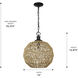 Florence 1 Light 14 inch Matte Black Pendant Ceiling Light, Medium