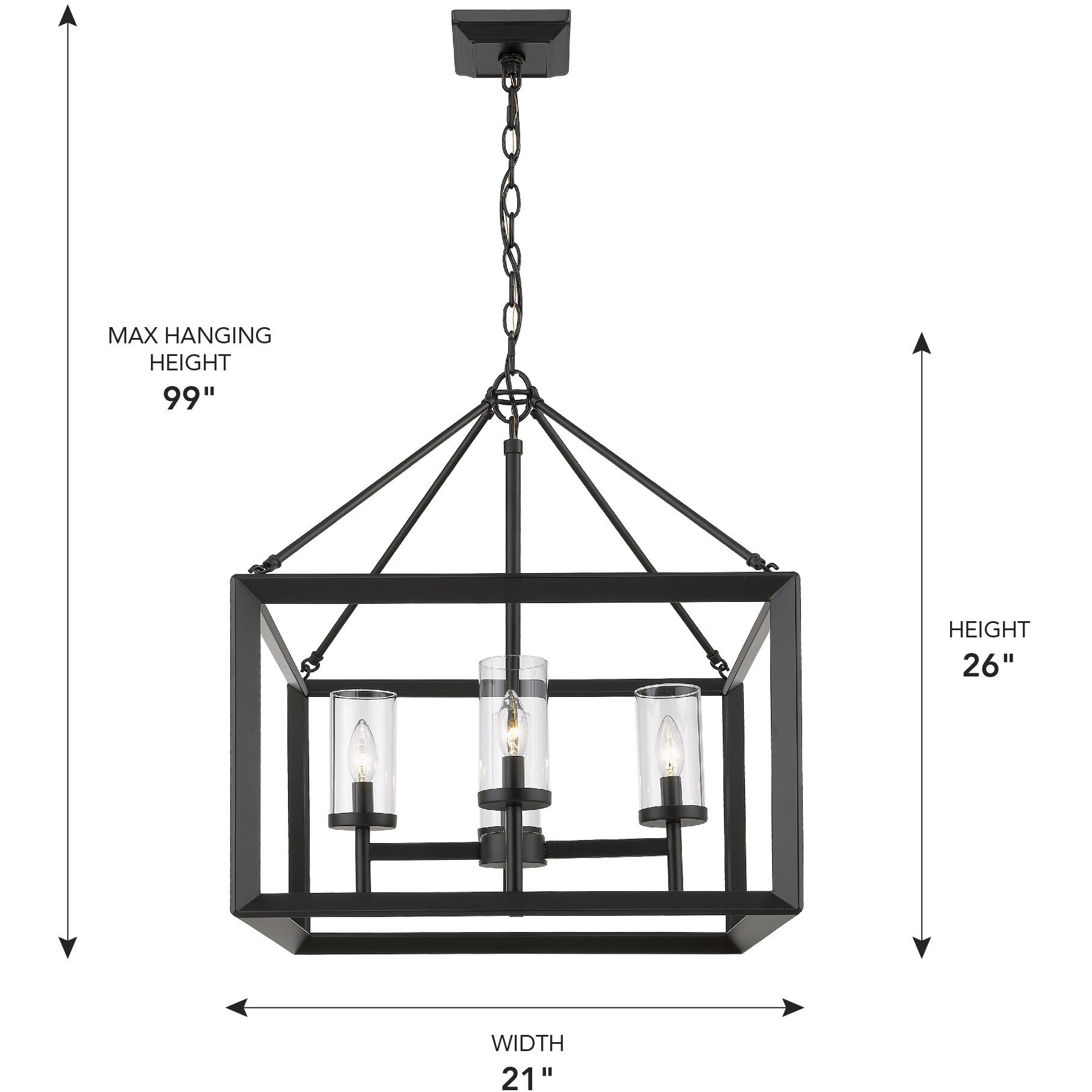 Smyth 4 Light 21 inch Matte Black Chandelier Ceiling Light in Clear Glass