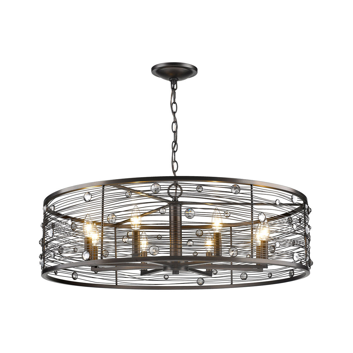 Bijoux 8 Light 34 inch Brushed Etruscan Bronze Chandelier Ceiling Light, Large