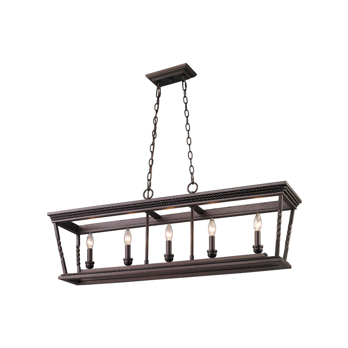 Davenport 5 Light 41 inch Etruscan Bronze Linear Pendant Ceiling Light