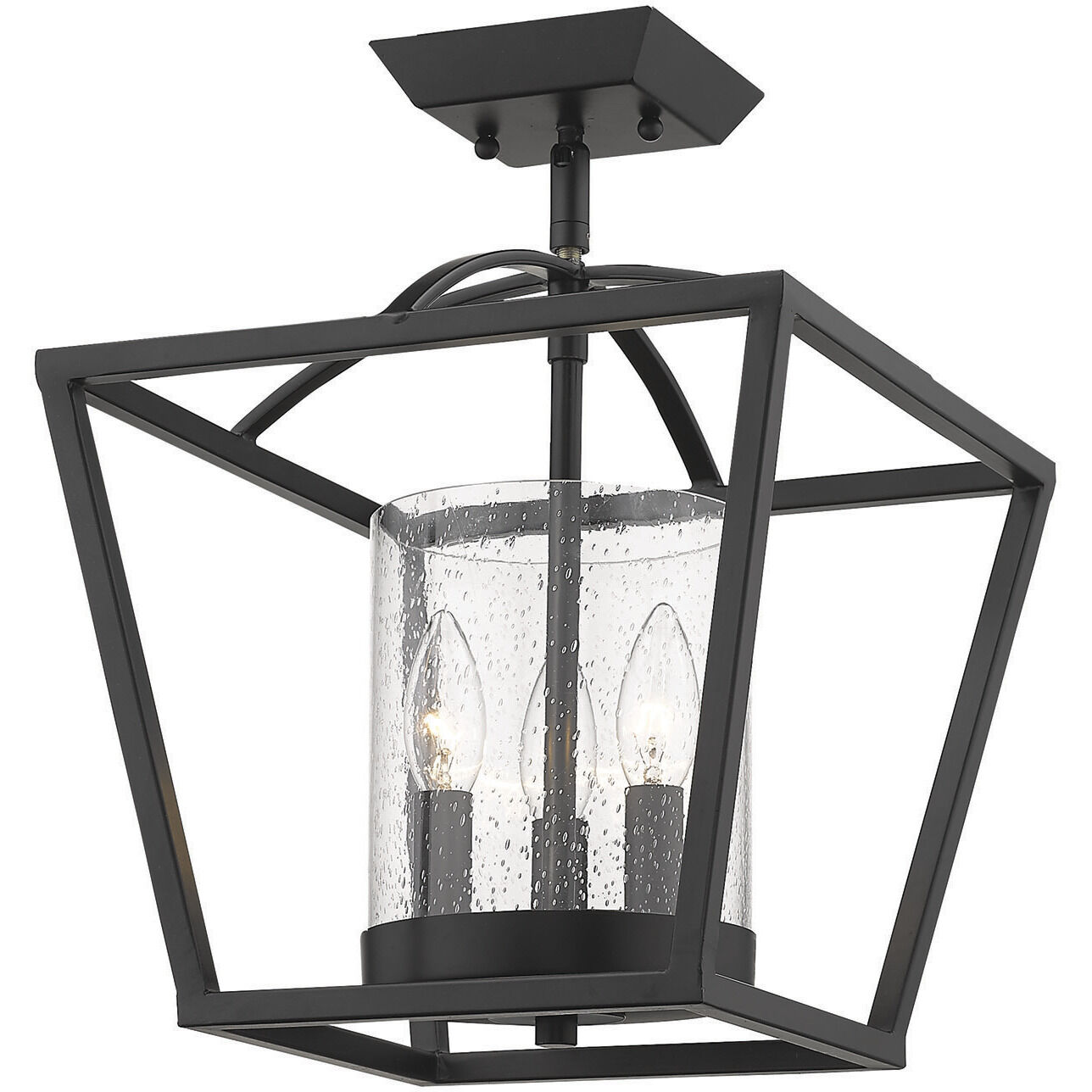 Mercer 3 Light 11.75 inch Matte Black/Chrome Semi-Flush Mount Ceiling Light, Convertible