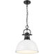 Duncan 1 Light 14 inch Matte Black Pendant Ceiling Light in Matte White
