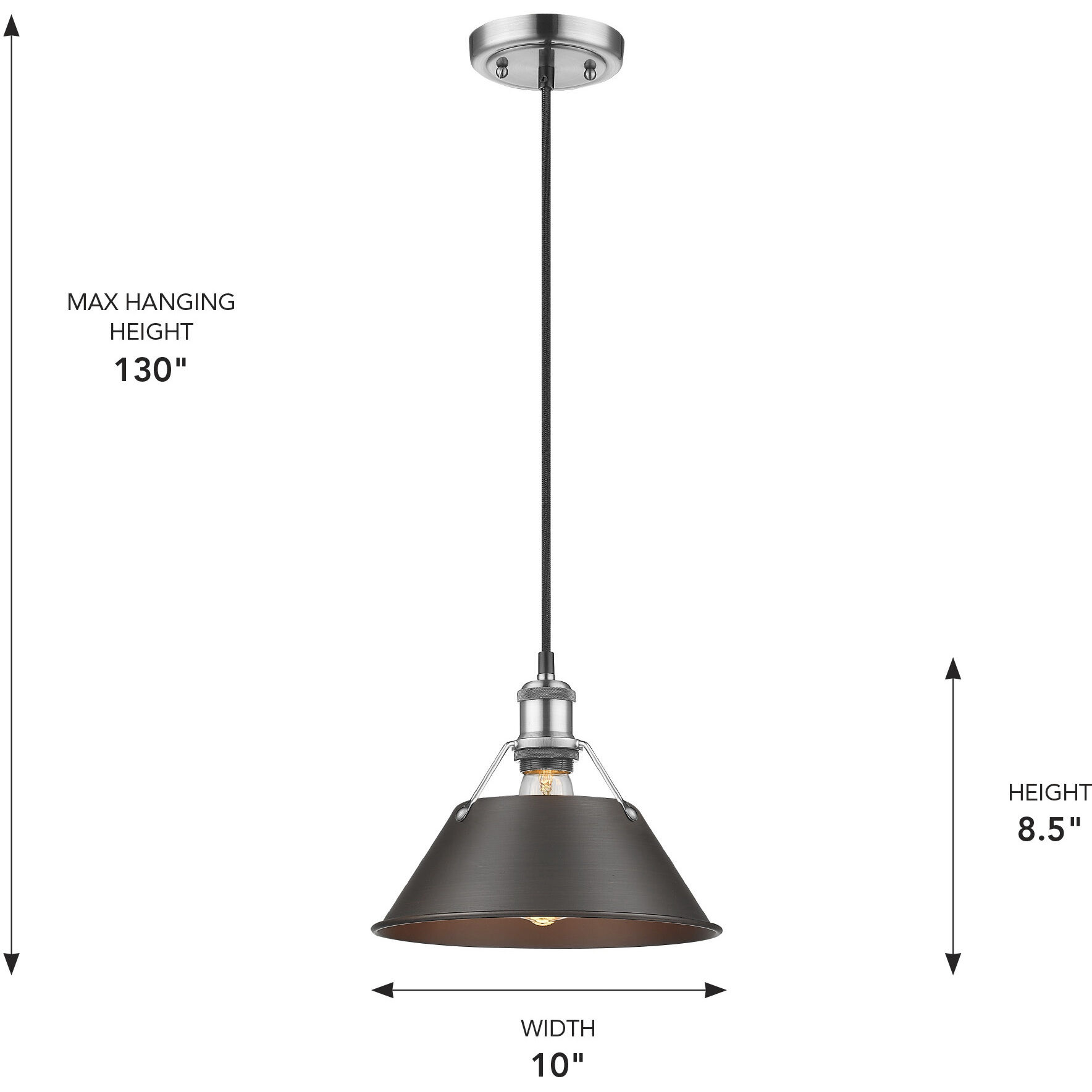Yep Orwell 1 Light 10 inch Pewter Pendant Ceiling Light in Rubbed Bronze, Medium