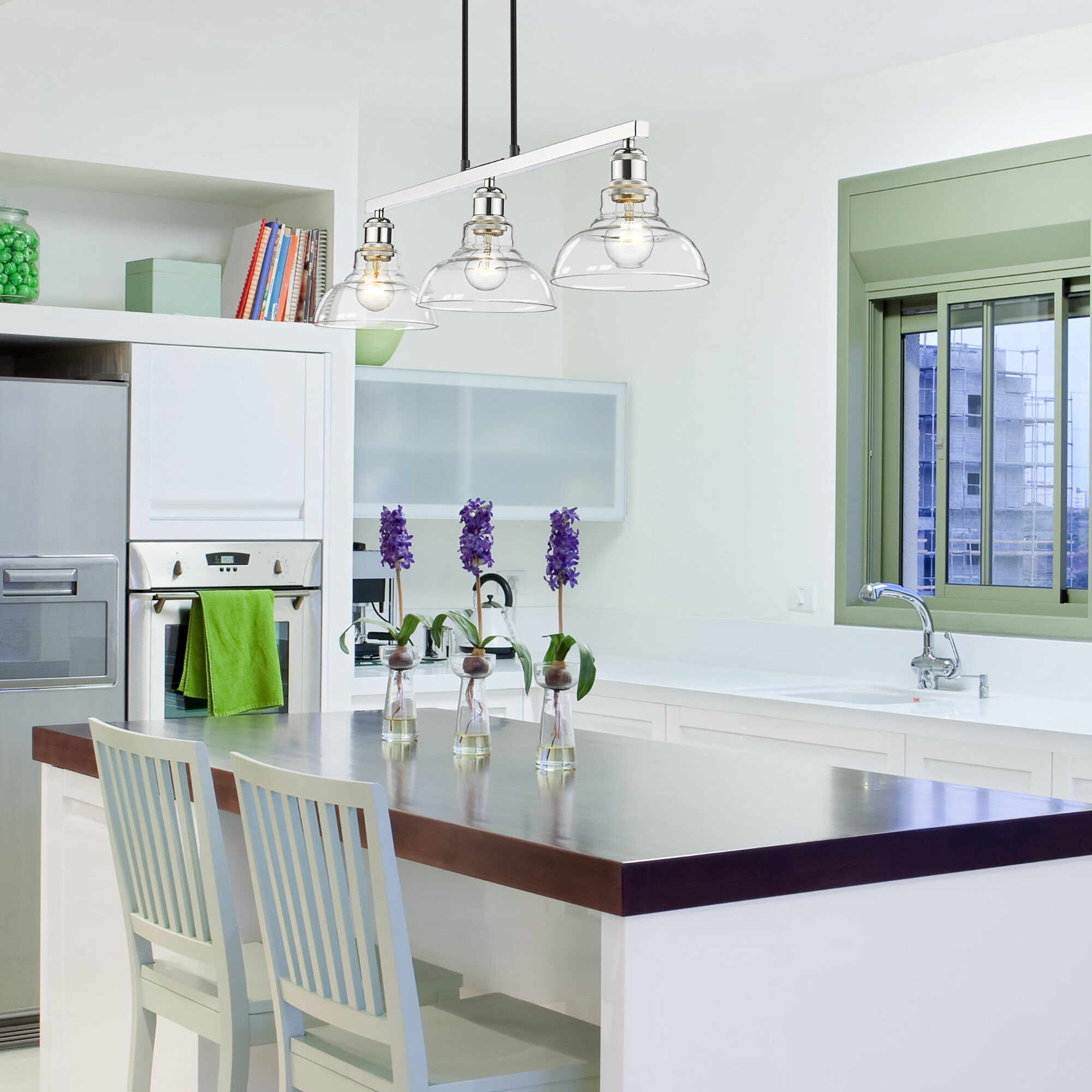 Yep Carver Island Light Ceiling Light in Chrome, Clear Glass