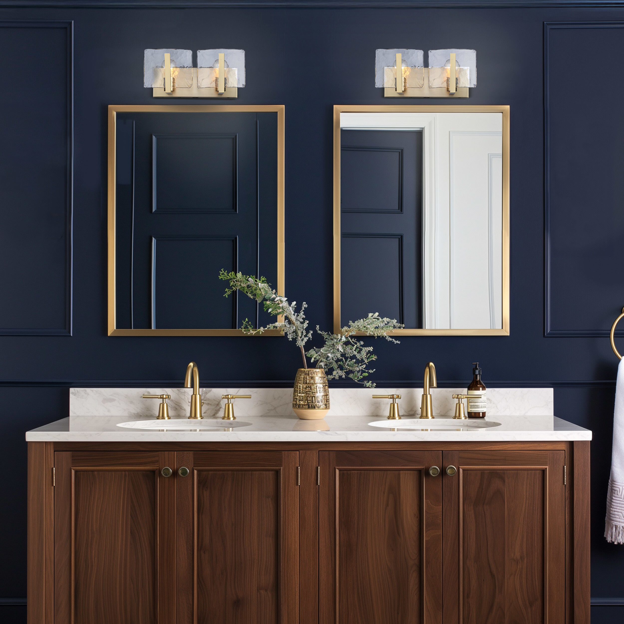 Aenon Vanity Wall Light in Brushed Champagne Brass