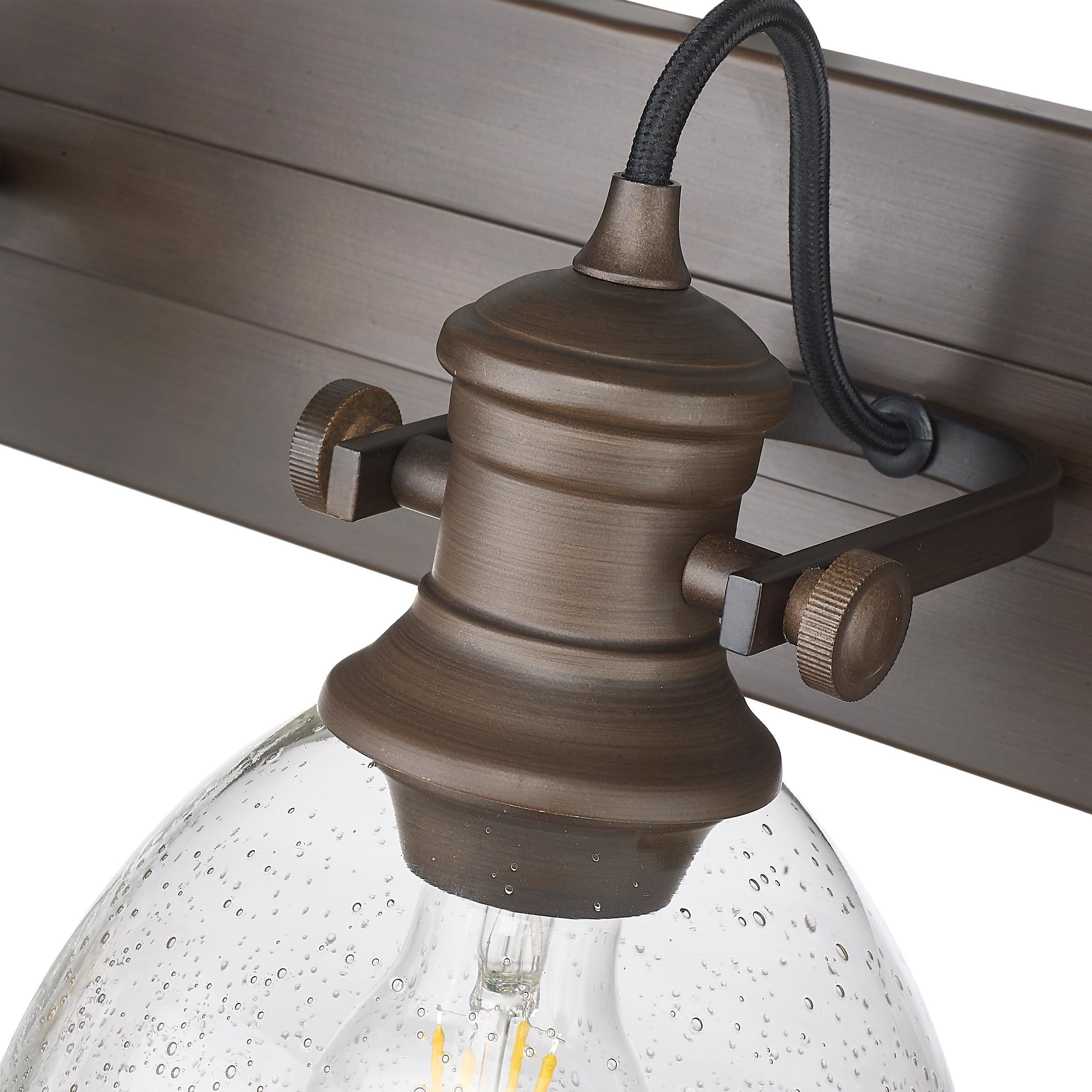 Yep Hines Vanity Wall Light in Rubbed Bronze, Seeded Glass