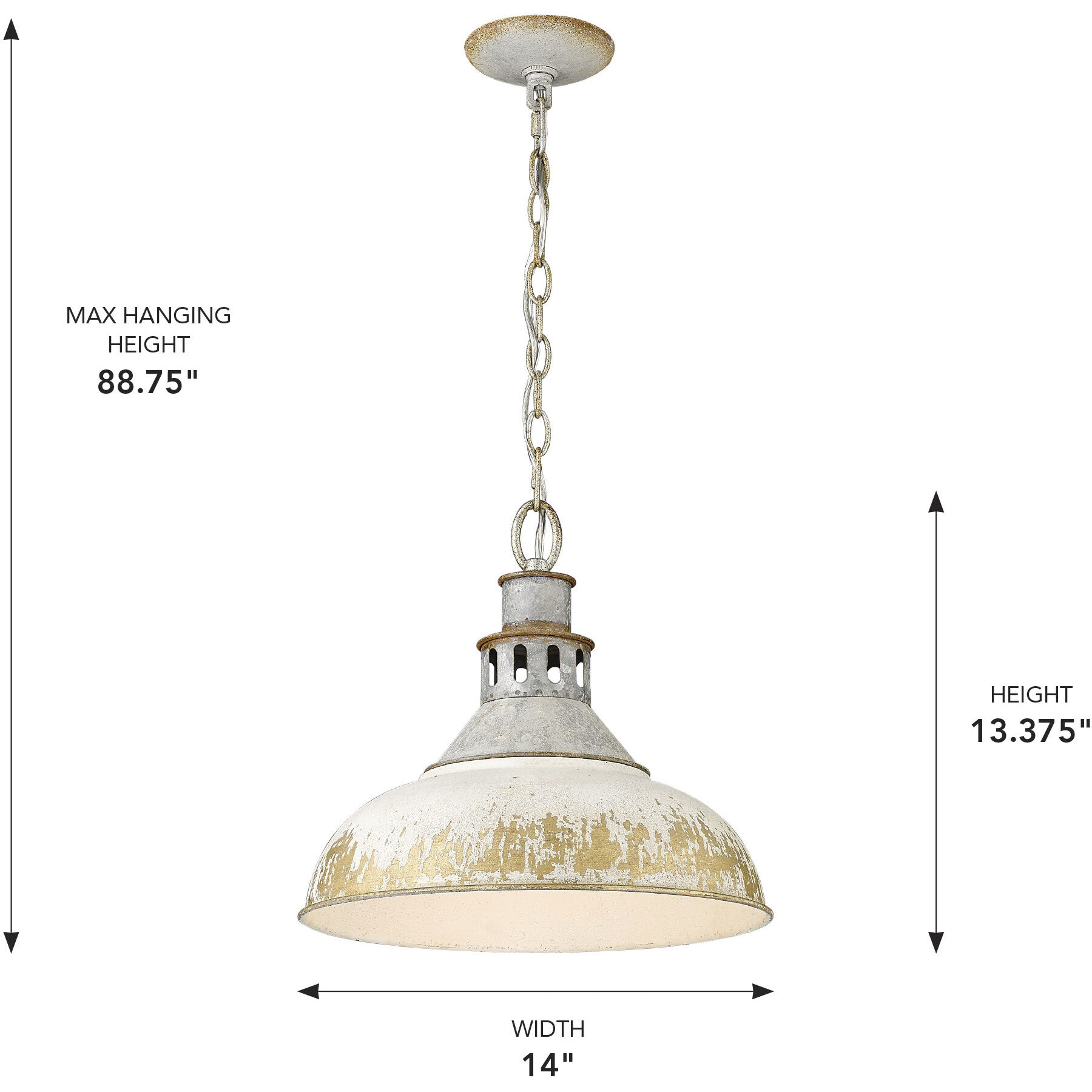 Kinsley 1 Light 14 inch Aged Galvanized Steel Pendant Ceiling Light in Antique Ivory, Large