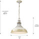Kinsley 1 Light 14 inch Aged Galvanized Steel Pendant Ceiling Light in Antique Ivory, Large