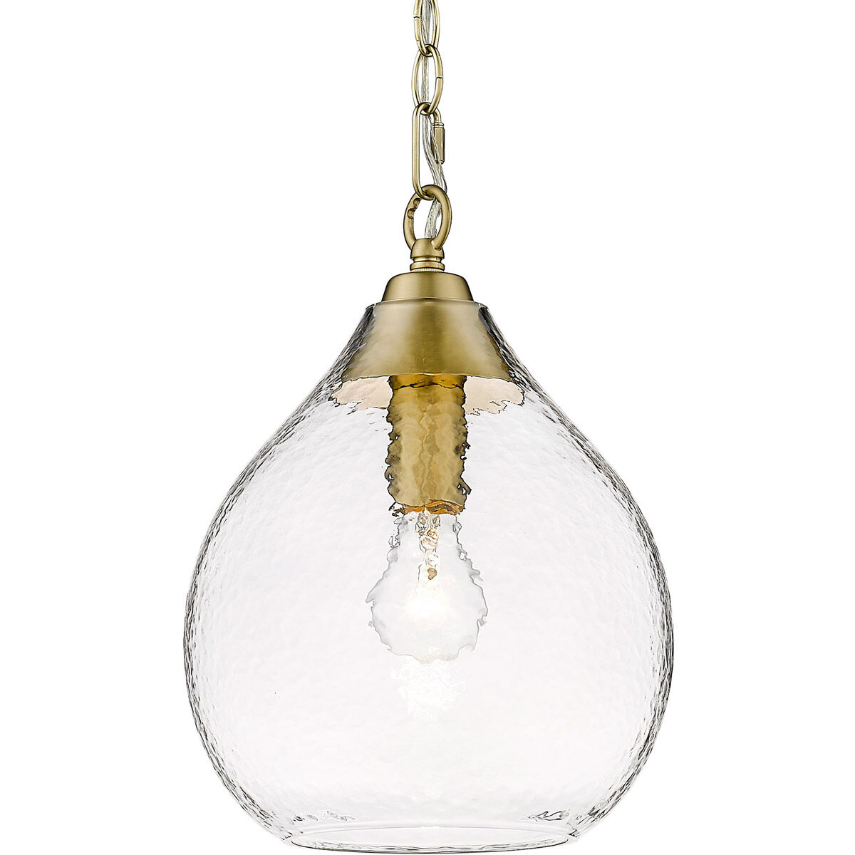 Golden Lighting 1094 S BCB HCG Ariella 1 Light 10 inch Brushed Champagne Bronze Mini Pendant Ceiling Light in Clear Hammered Small
